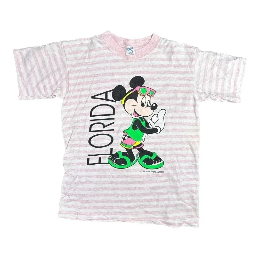 Vintage  90s Mickey Mouse Florida Velva Sheen Single Stitch T Shirt Mens Medium